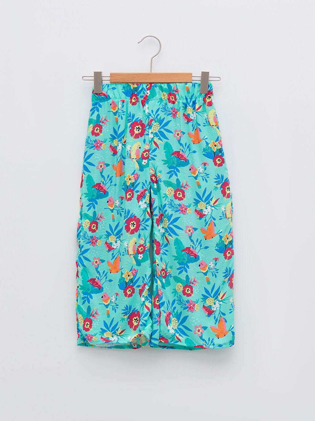 Elastic Waist Patterned Viscose Girl Capri
