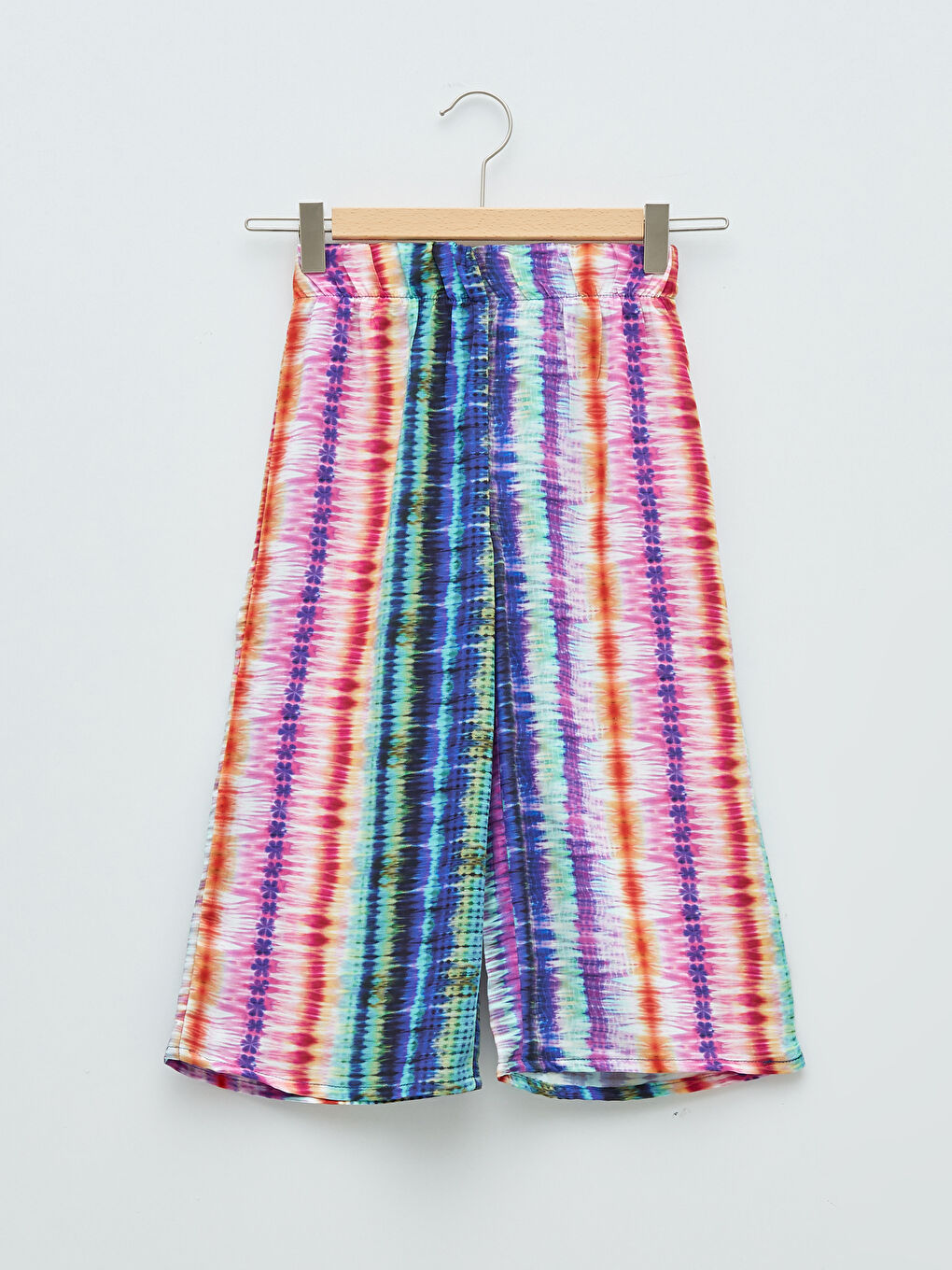 Elastic Waist Patterned Viscose Girl Capri