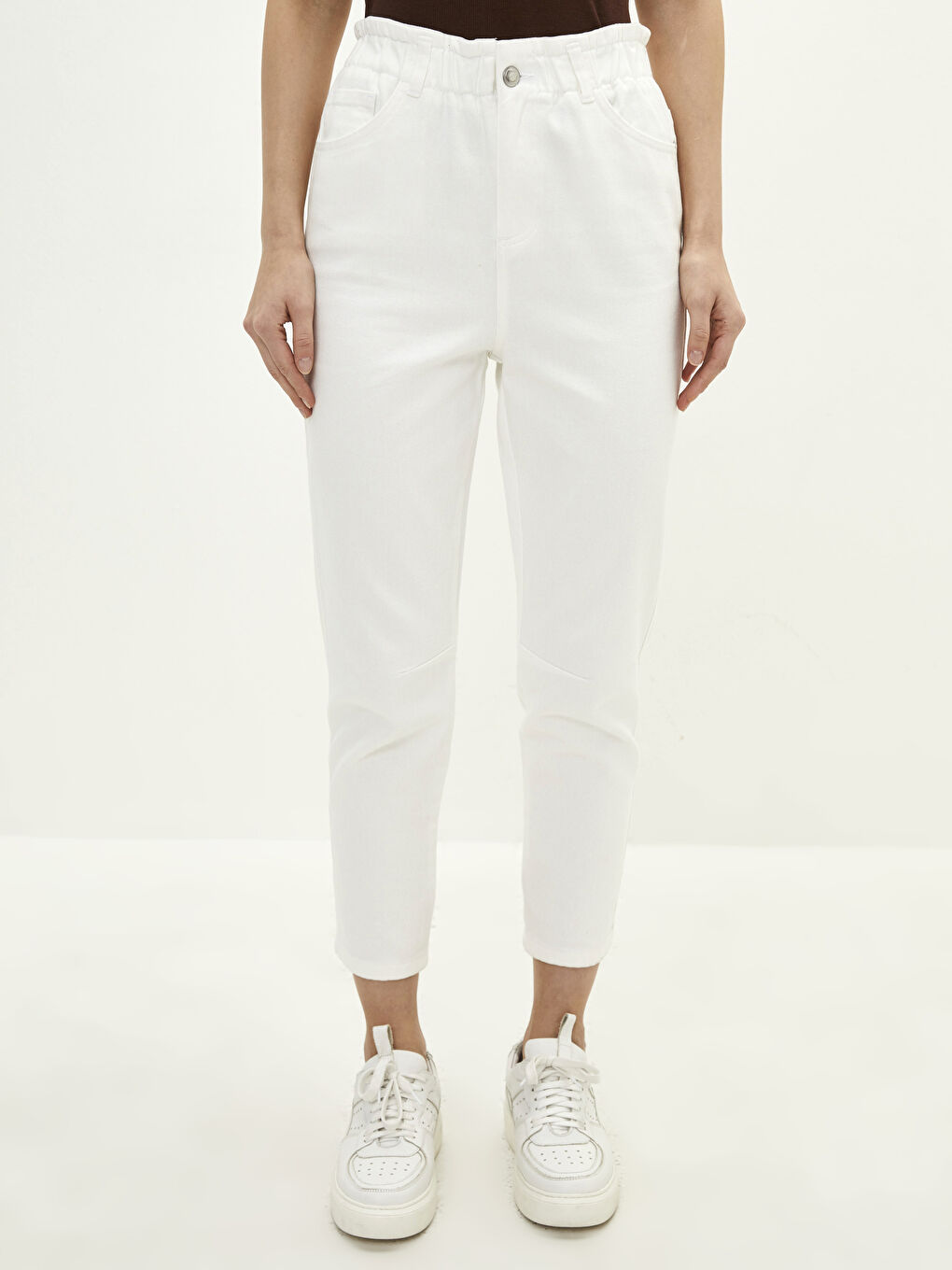 Normal Waist Standard Fit Pocket Detailed Gabardine Fabric Women's Trousers-2