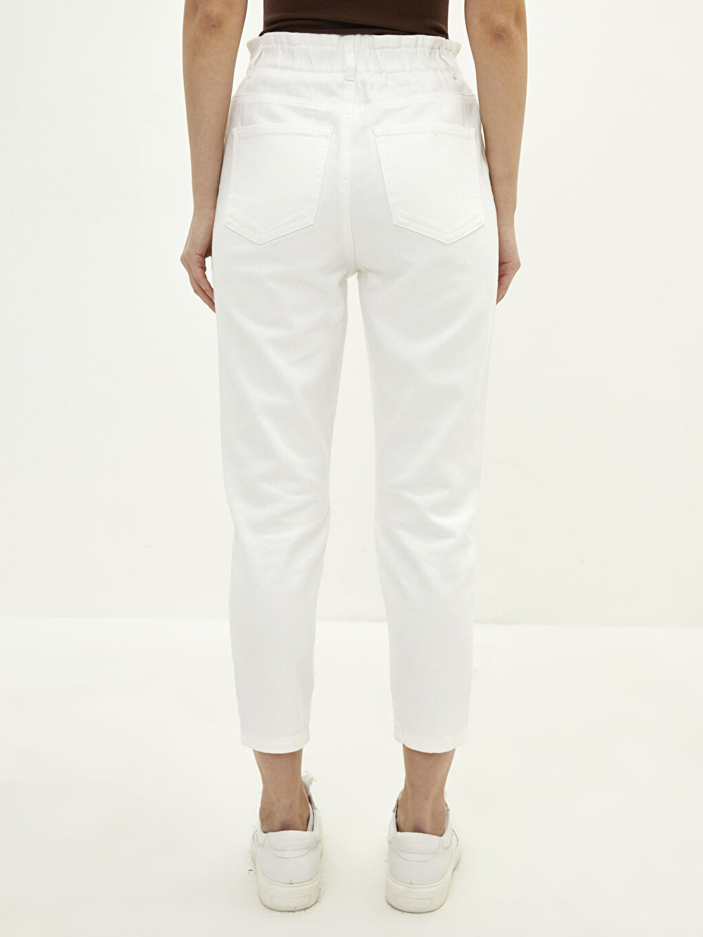 Normal Waist Standard Fit Pocket Detailed Gabardine Fabric Women's Trousers-4