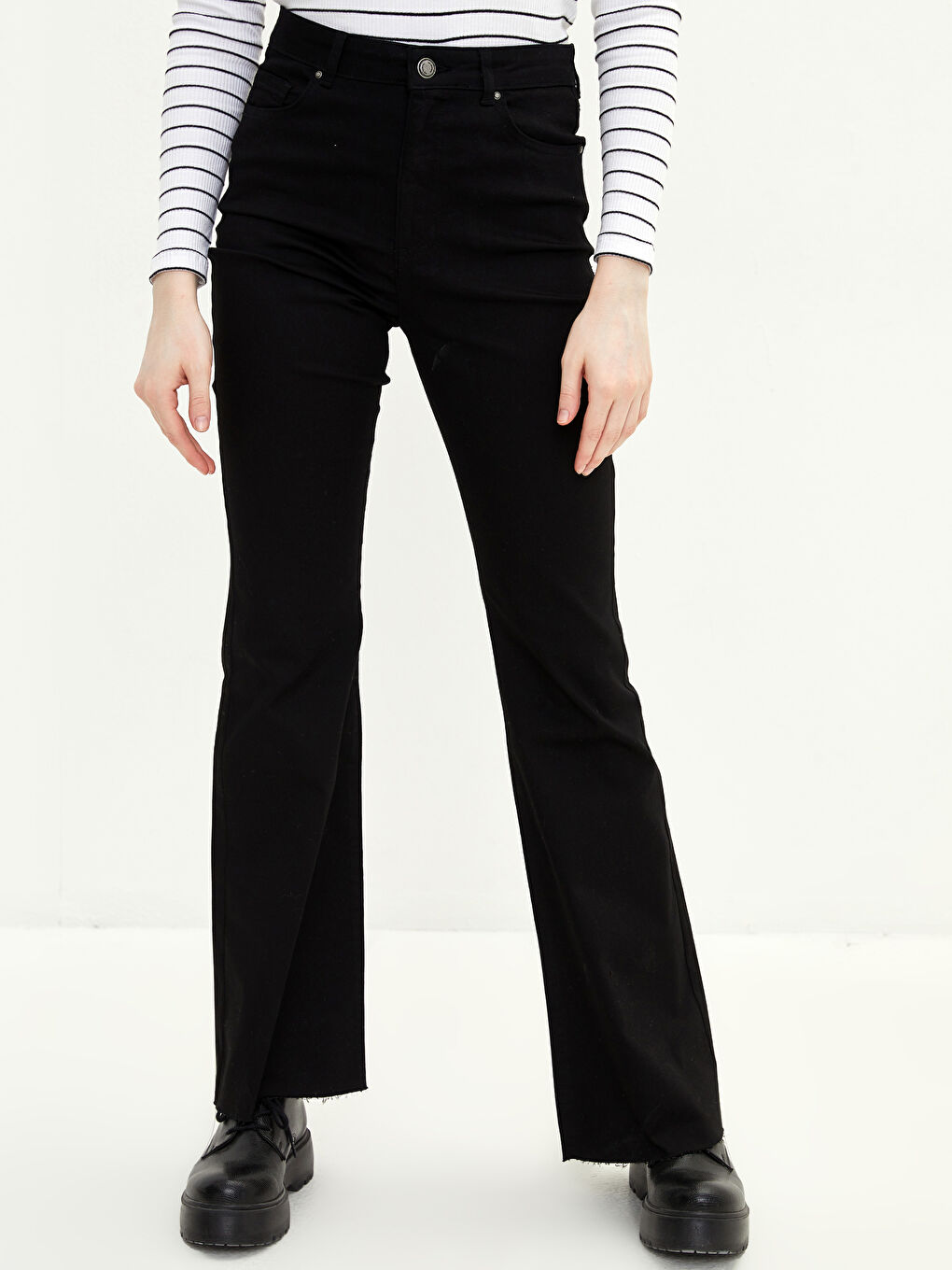 Әйелдерге арналған орта бел тар пішім желбіреген шалбар-3