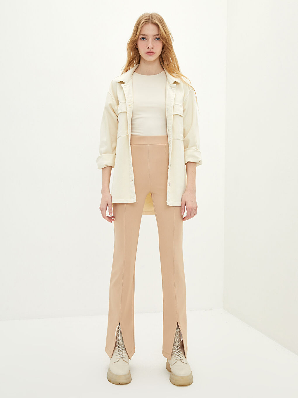 Normal Waist Slim Fit Ottoman Women's Trousers-1