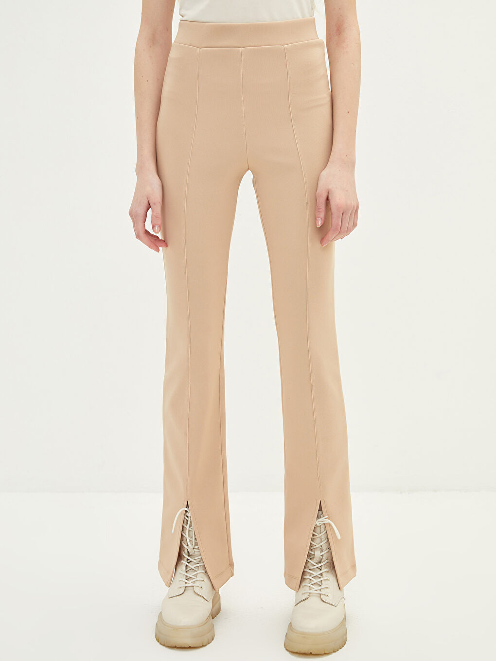 Normal Waist Slim Fit Ottoman Women's Trousers-3