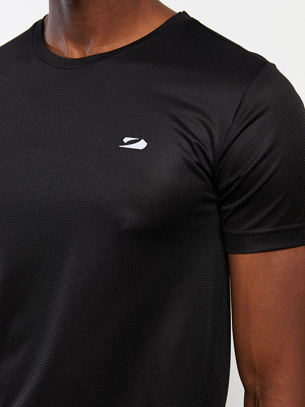 Siyah Bisiklet Yaka Kısa Kollu Erkek Spor Tişört-3