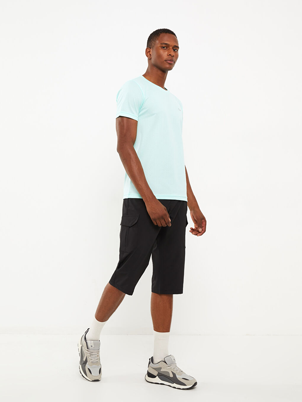 Yeşil Bisiklet Yaka Kısa Kollu Erkek Spor Tişört