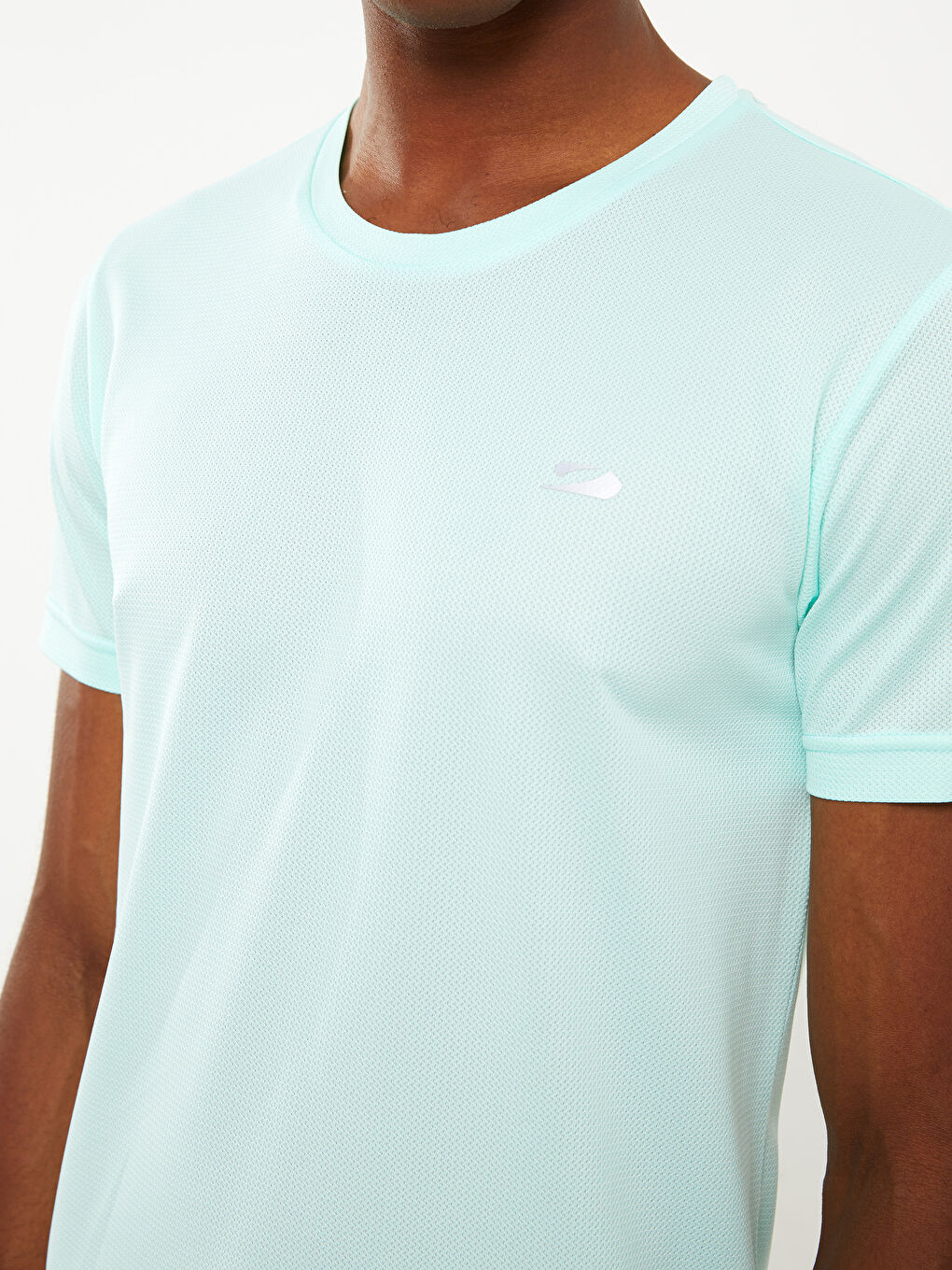 Yeşil Bisiklet Yaka Kısa Kollu Erkek Spor Tişört-3