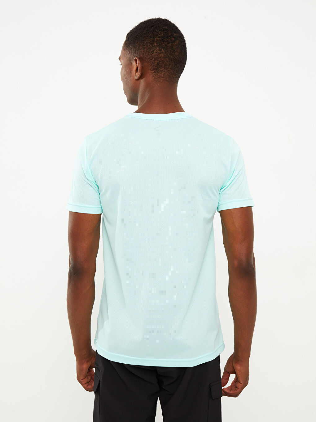 Yeşil Bisiklet Yaka Kısa Kollu Erkek Spor Tişört-4