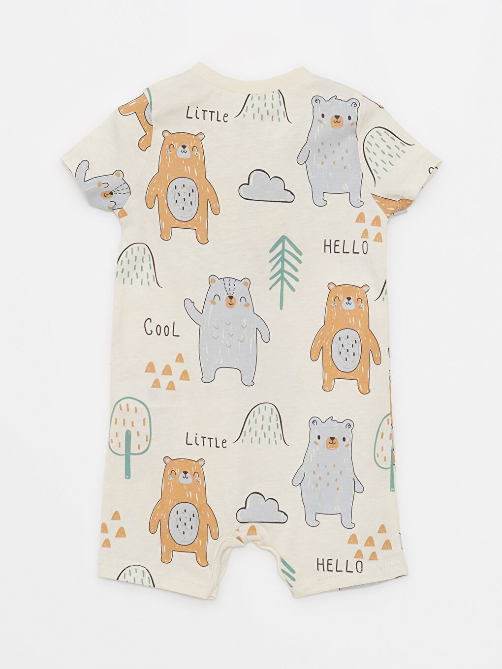 Crew Neck Short Sleeve Printed Cotton Baby Boys' Jumpsuit-1