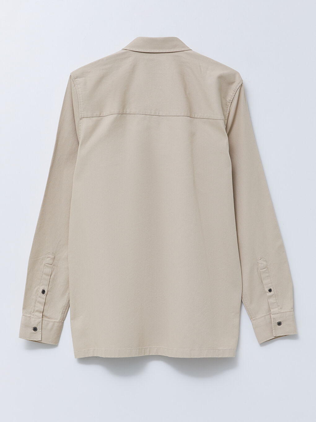 Bej Regular Fit Uzun Kollu Gabardin Erkek Gömlek-6