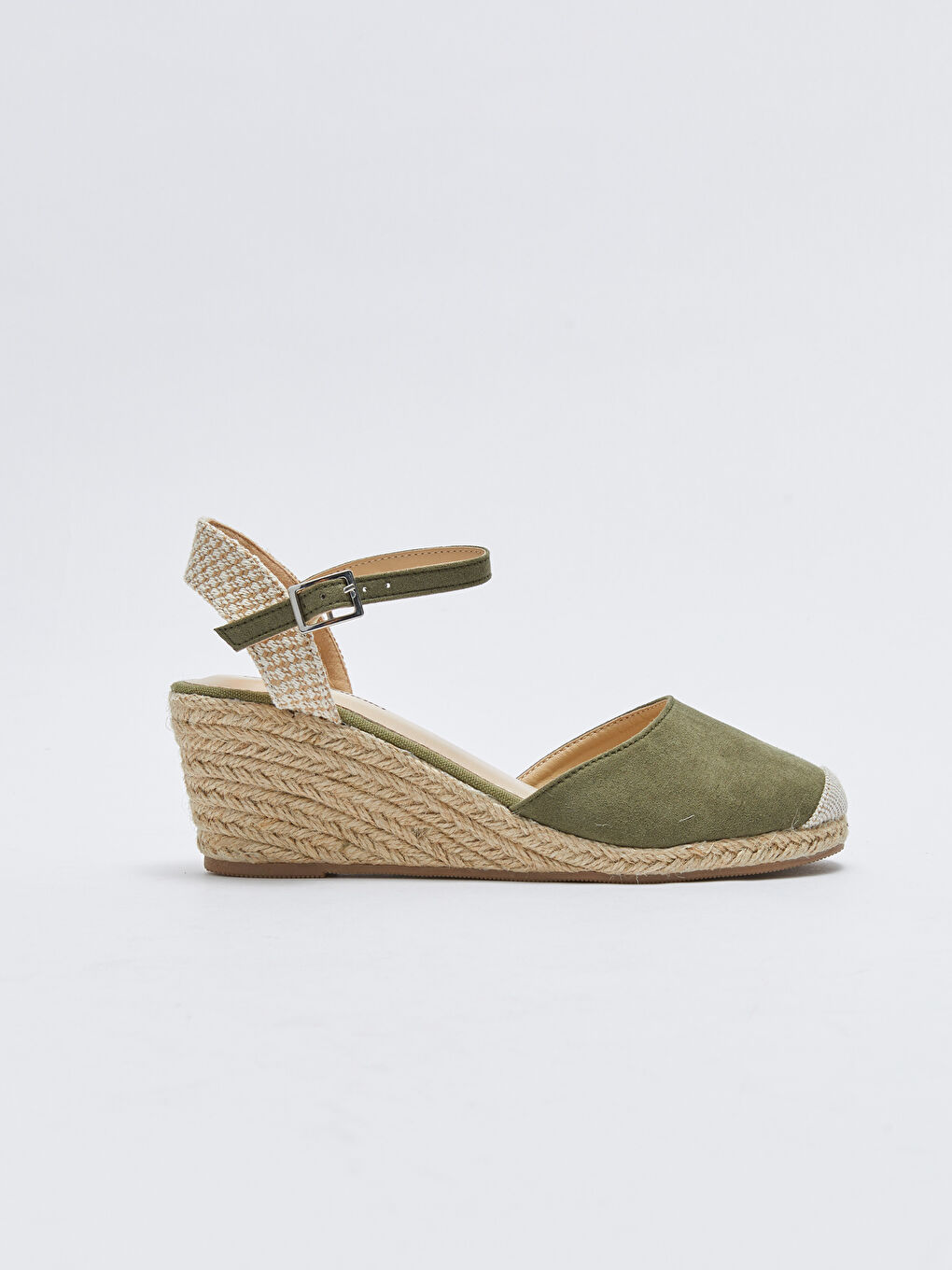 LCW STEPS Buckle Detailed Straw Wedge Heeled Shoes -S27306Z8-S1R
