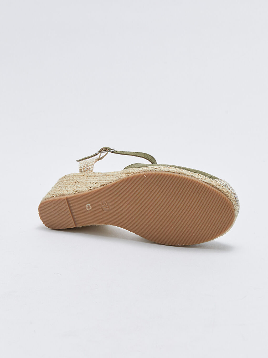 LCW STEPS Buckle Detailed Straw Wedge Heeled Shoes -S27306Z8-S1R