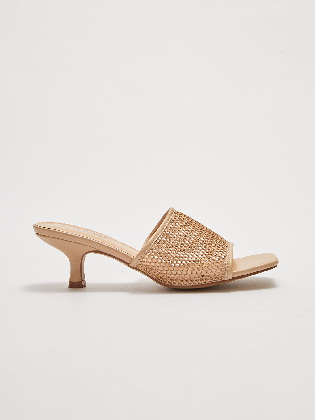 Women's Leather Look Single Band Heeled Slippers -S27307Z8-SCQ