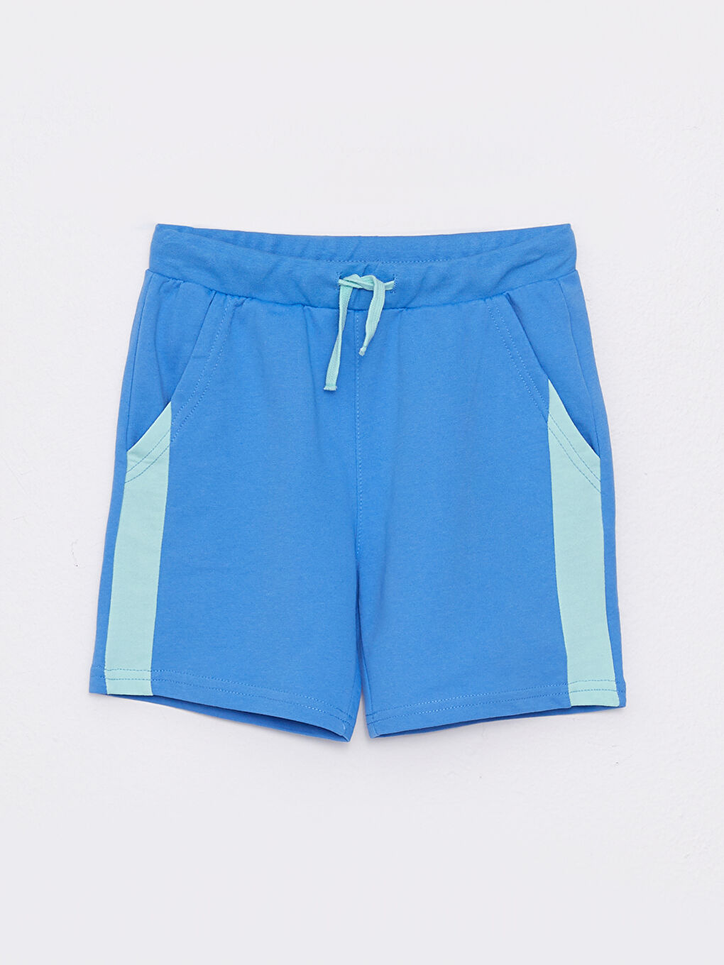 Mavi Beli Lastikli Renk Bloklu Erkek Çocuk Şort