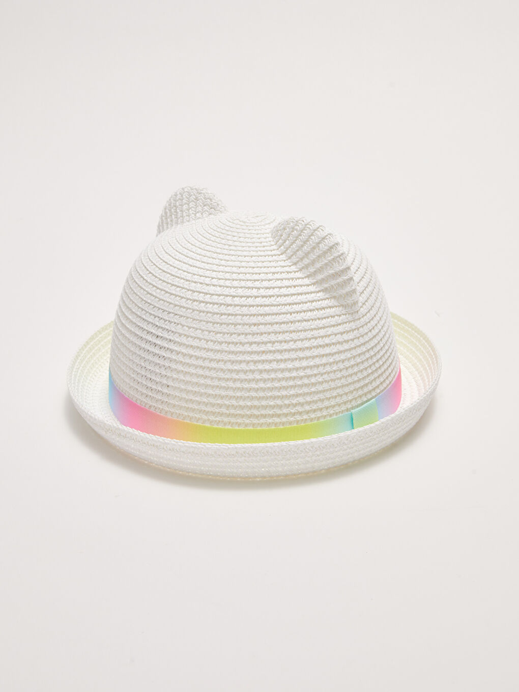 قبعة فيدورا بناتي من القش المضلع المطرز-3