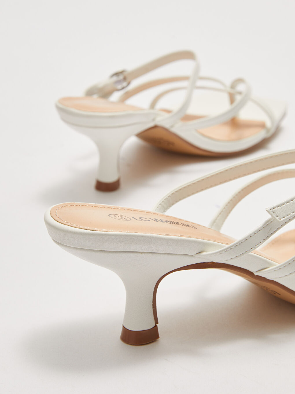 Women's Leather Look Cross-Band Heeled Sandals -S27318Z8-J5E