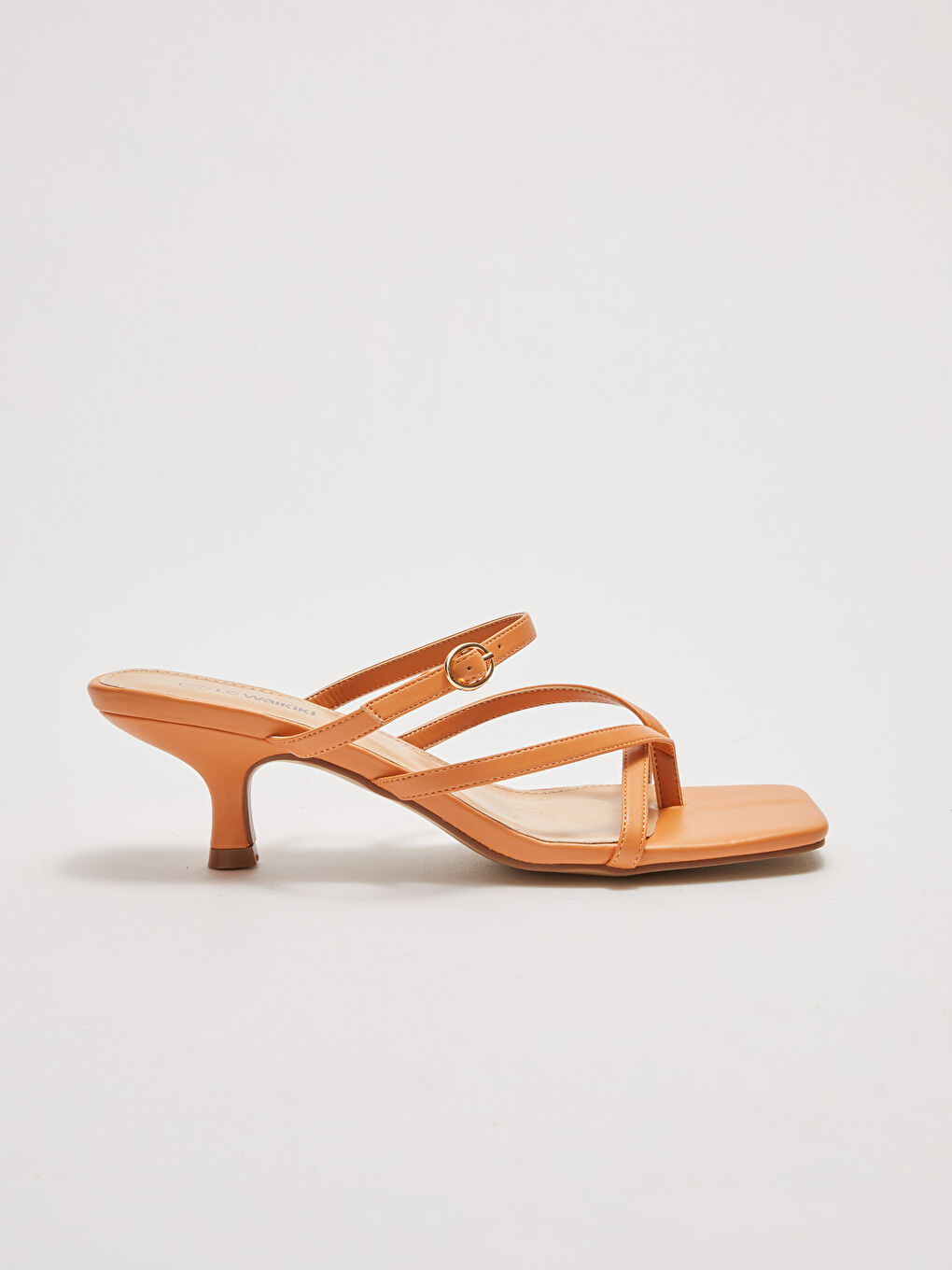 LCW STEPS Women's Leather Look Cross-Band Heeled Sandals -S27318Z8-S0E