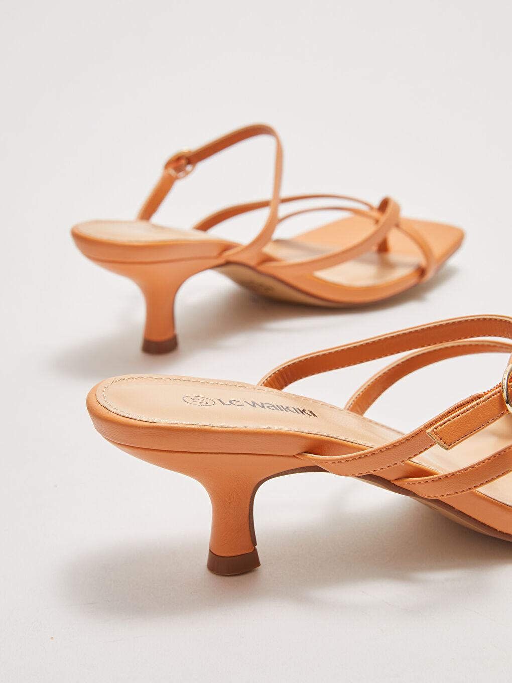 LCW STEPS Women's Leather Look Cross-Band Heeled Sandals -S27318Z8-S0E