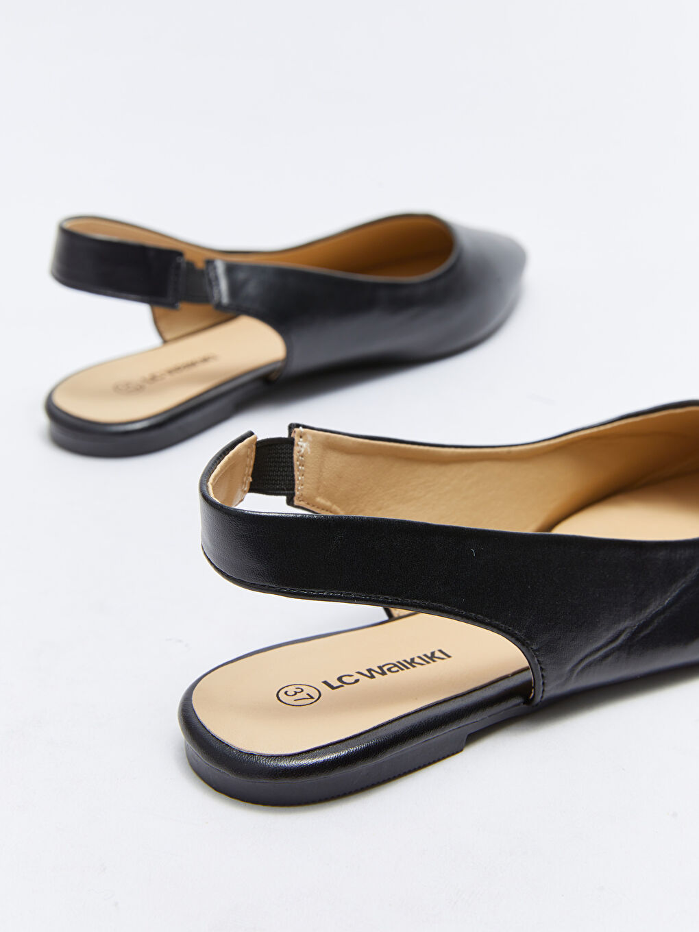 Балетки из искусственной кожи с резинкой и острым носком для женщин-4