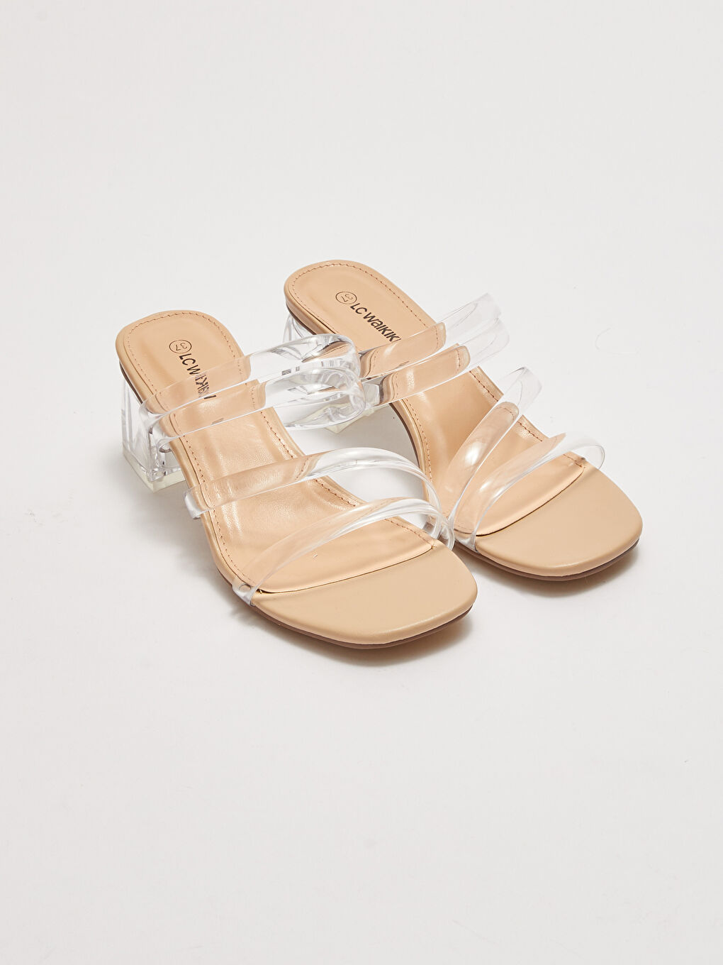 LCW STEPS Women's Leather Look Double Banded Heeled Slippers -S27331Z8-RVX