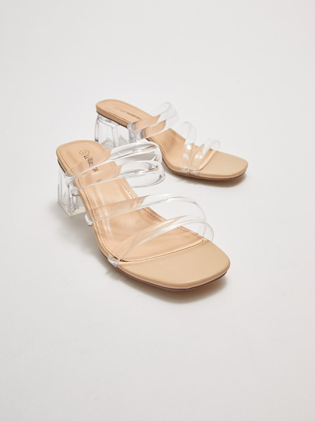 LCW STEPS Women's Leather Look Double Banded Heeled Slippers -S27331Z8-RVX
