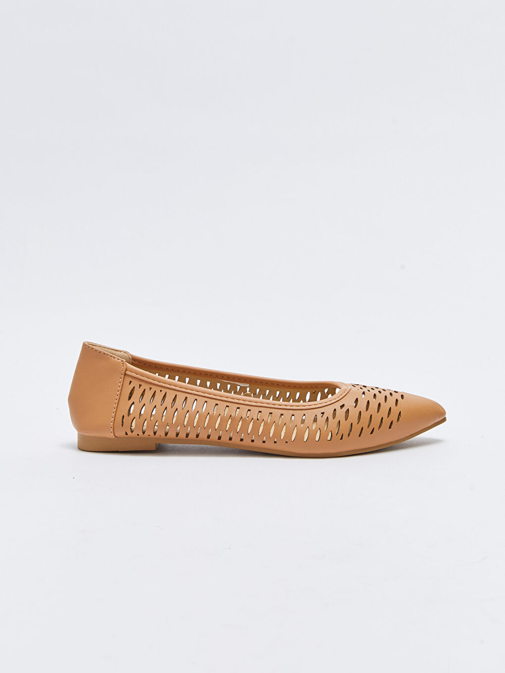 LCW STEPS Leather Look Hole Detailed Pointed Toe Women's Flats -S27339Z8-CR8