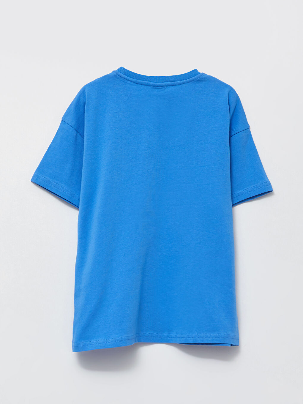 Mavi Bisiklet Yaka Baskılı Kısa Kollu Pamuklu Erkek Çocuk Tişört-1