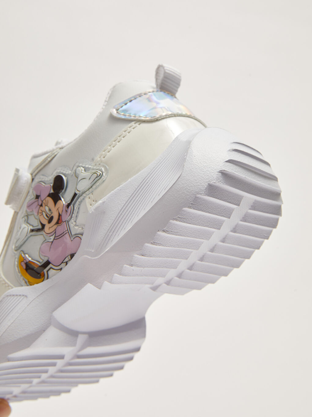 Beyaz Minnie Mouse Lisanslı Bağcık ve Cırt Cırtlı Kız Çocuk Spor Ayakkabı-2