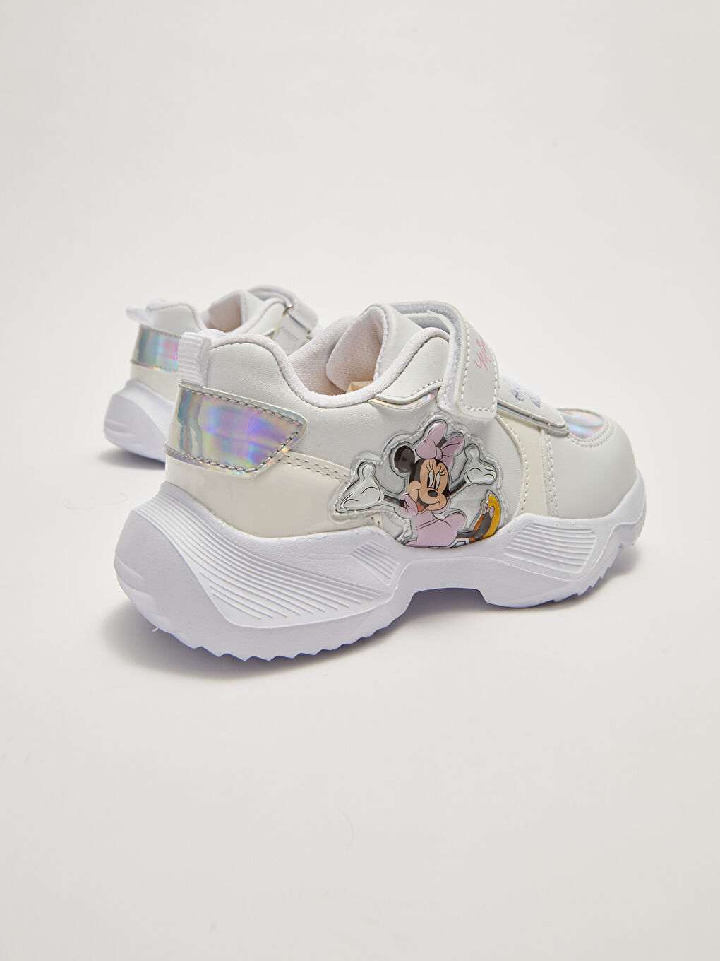 Beyaz Minnie Mouse Lisanslı Bağcık ve Cırt Cırtlı Kız Çocuk Spor Ayakkabı-4