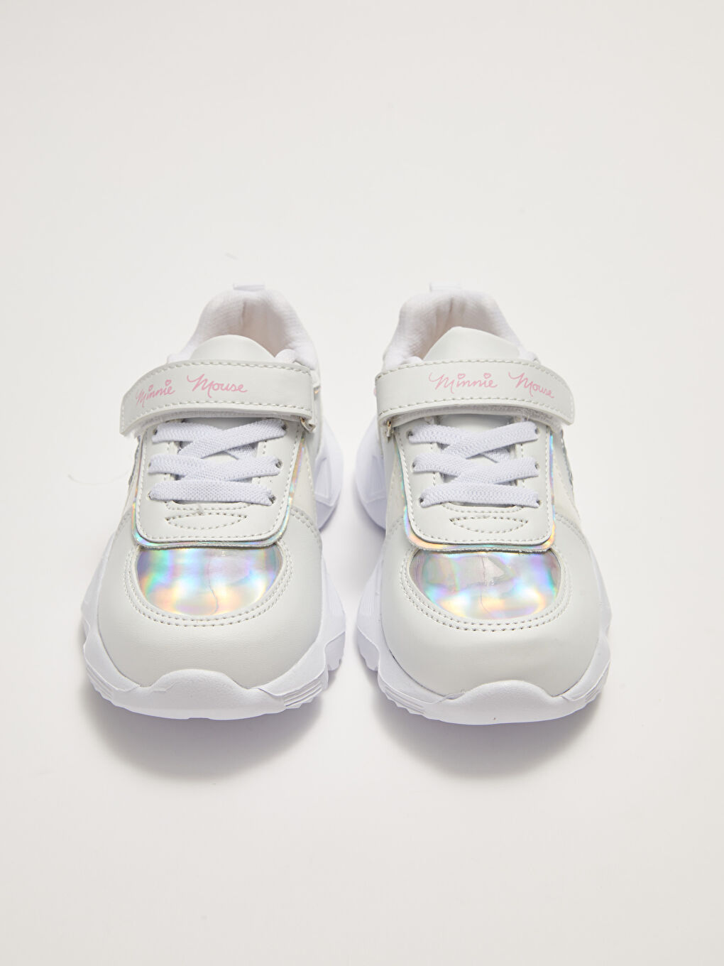 Beyaz Minnie Mouse Lisanslı Bağcık ve Cırt Cırtlı Kız Çocuk Spor Ayakkabı-5