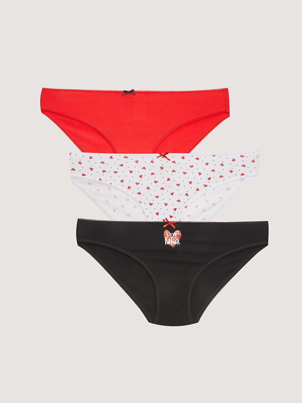 Beyaz Desenli Bikini Külot 3'lü Paket