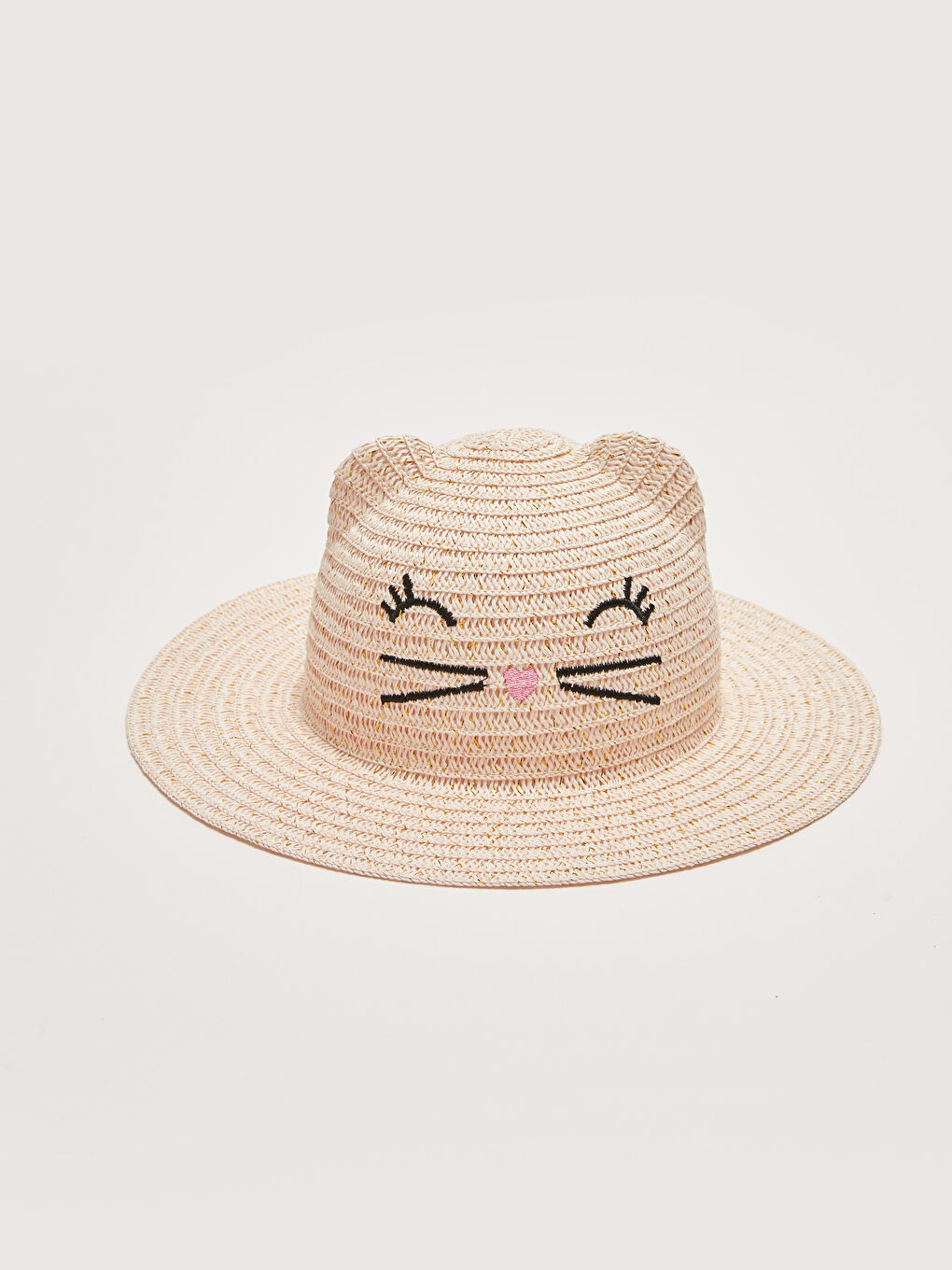 LCW ACCESSORIES Cat Embroidery Detail Girl's Straw Beach Hat -S27401Z4-FEJ
