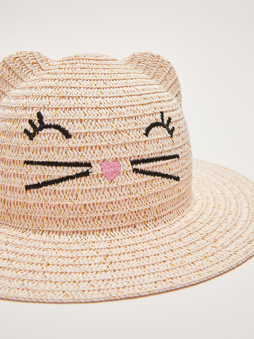 LCW ACCESSORIES Cat Embroidery Detail Girl's Straw Beach Hat -S27401Z4-FEJ