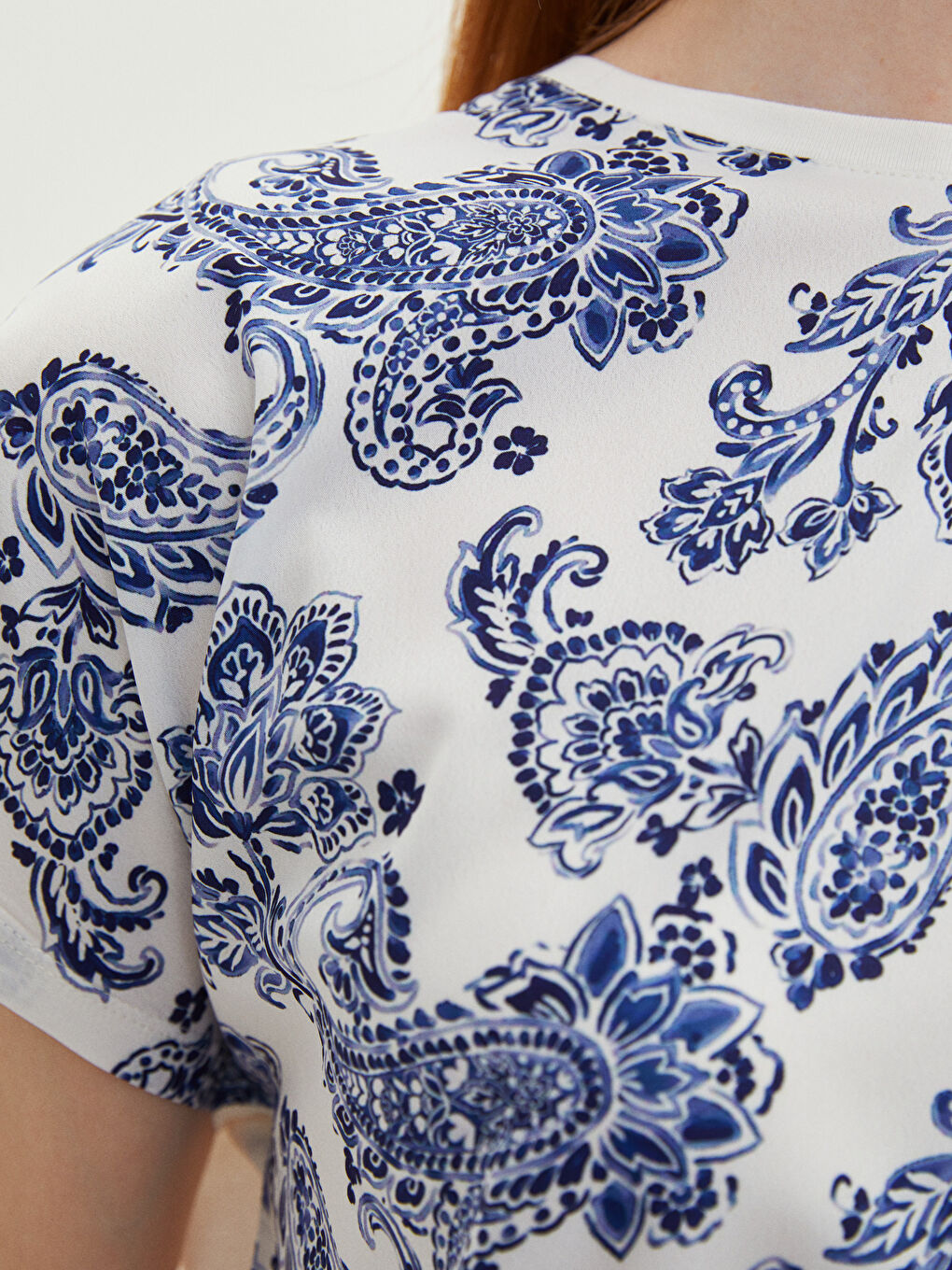 Crew Neck Patterned Short Sleeve Women's T-Shirt-3