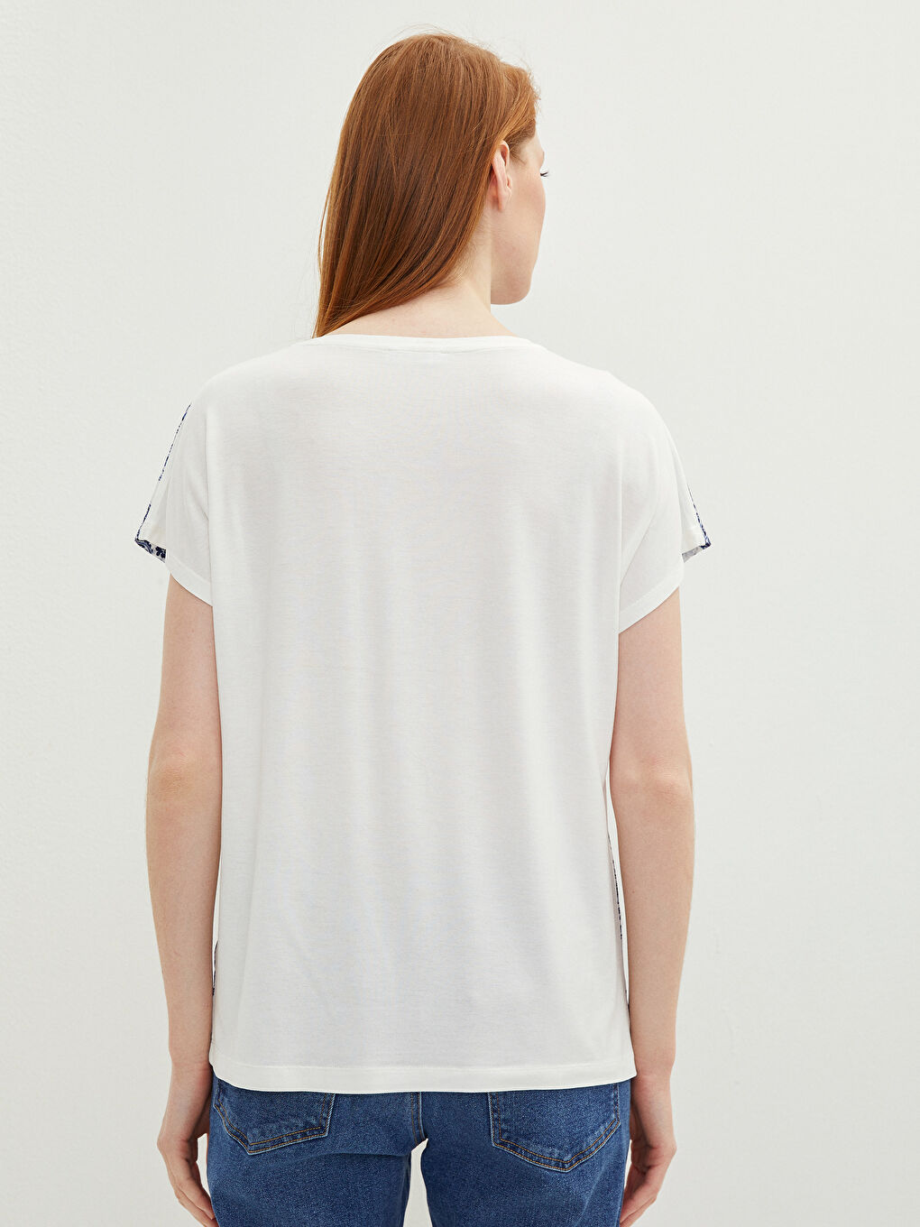 Crew Neck Patterned Short Sleeve Women's T-Shirt-4