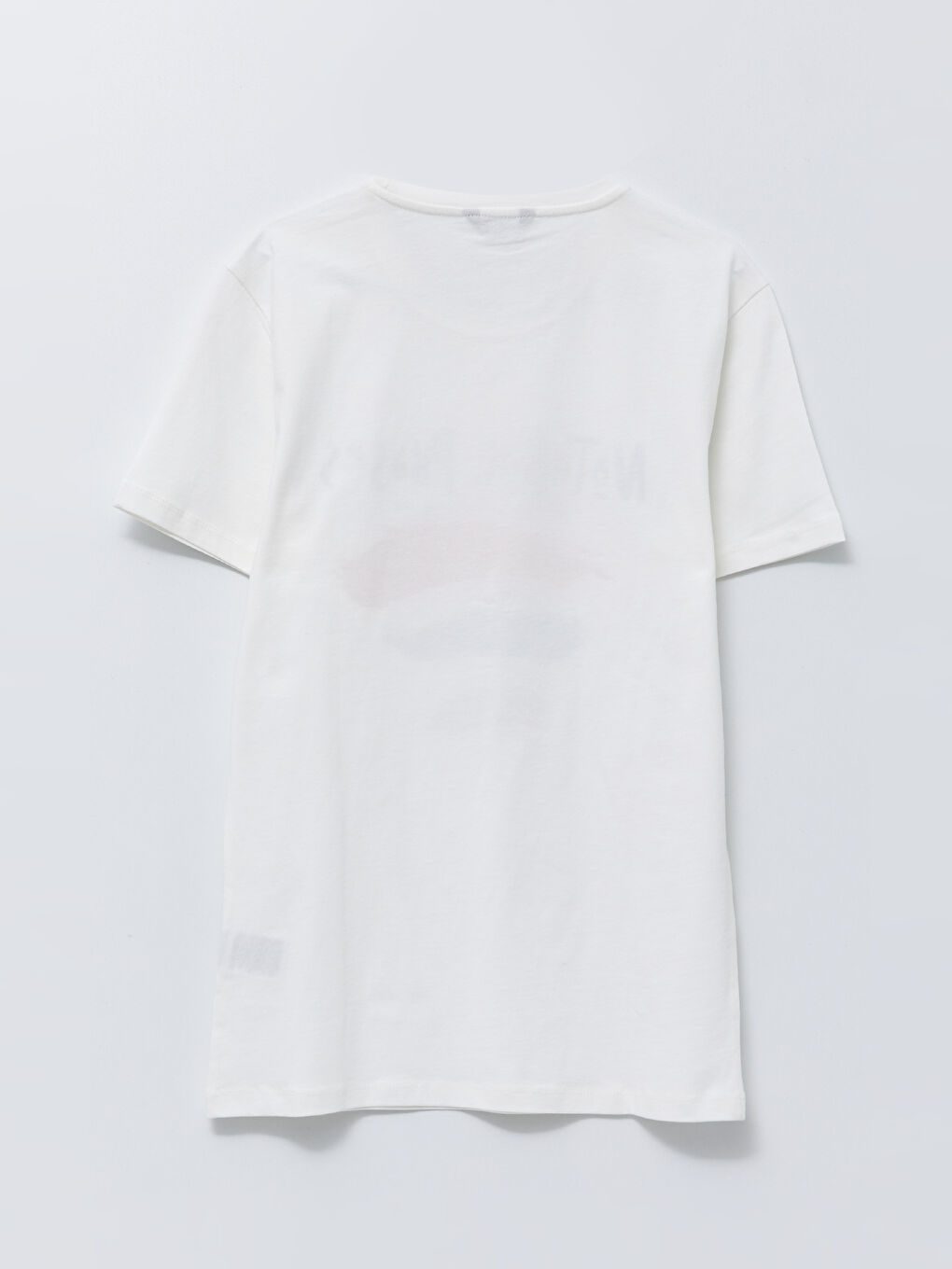 Ekru Bisiklet Yaka Kısa Kollu Baskılı Penye Erkek Tişört-1