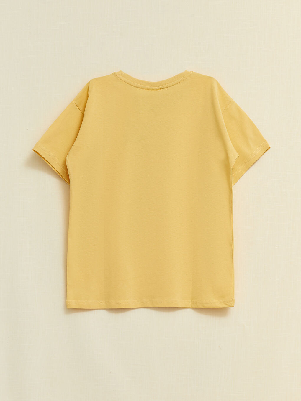 Sarı Bisiklet Yaka Nostaljik Maymun Baskılı Kısa Kollu Erkek Çocuk Tişört-1