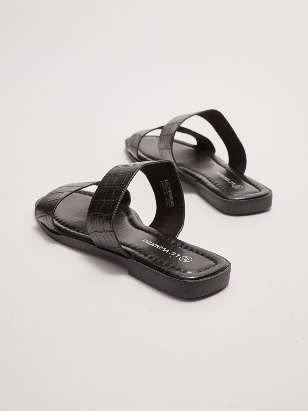 LCW STEPS Faux Leather Double Strap Women's Slippers -S27451Z8-HUC