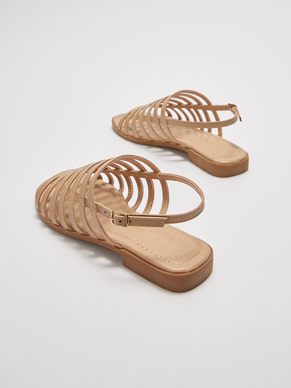 Әйелдерге арналған жасанды былғары ілмекті бекіту сандалдар-4