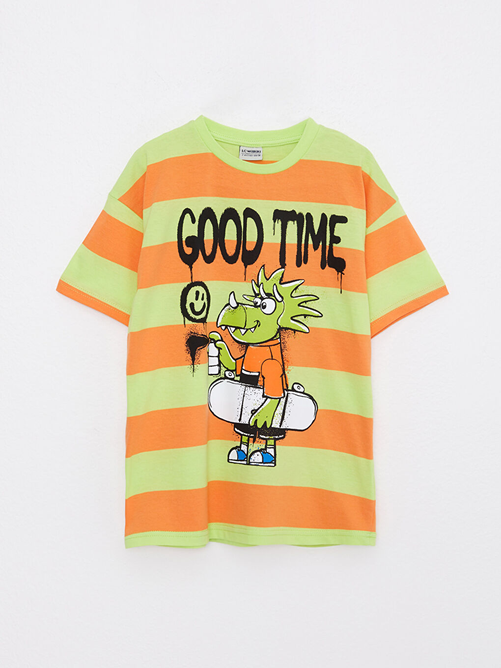 Хлопковая футболка с короткими рукавами для мальчика с круглым вырезом и принтом