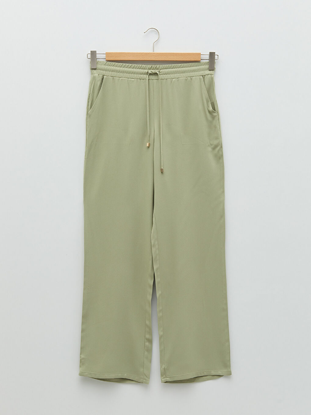 Elastic Waist Comfortable Fit Pocket Detailed Viscose Women's Trousers-4