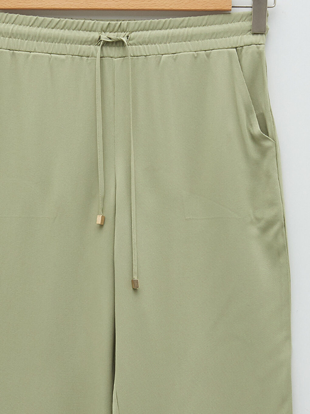 Elastic Waist Comfortable Fit Pocket Detailed Viscose Women's Trousers-6