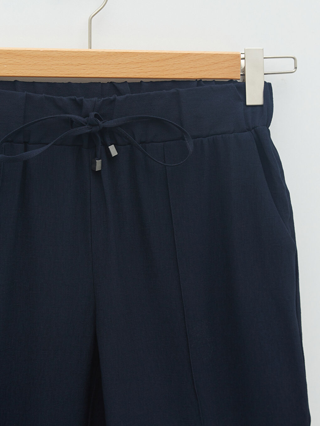 Lacivert Beli Lastikli Rahat Kalıp Cep Detaylı Kadın Pantolon-6