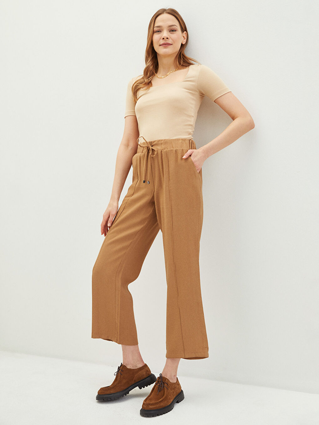 Elastic Waist Comfortable Fit Pocket Detailed Women's Trousers -S27490Z8-GXT