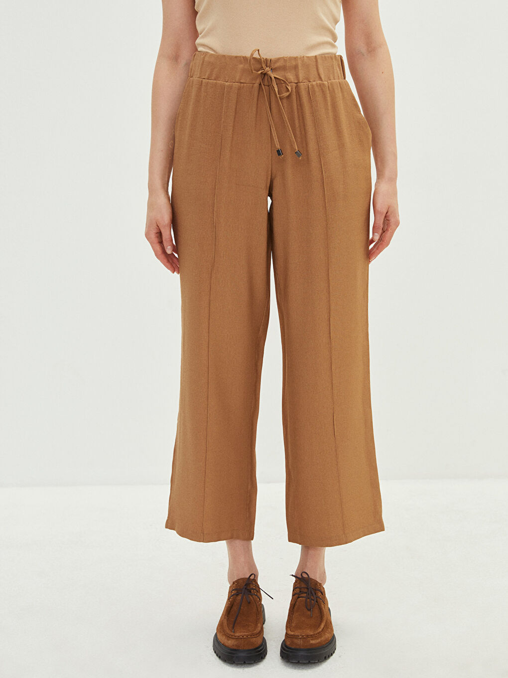 Elastic Waist Comfortable Fit Pocket Detailed Women's Trousers -S27490Z8-GXT