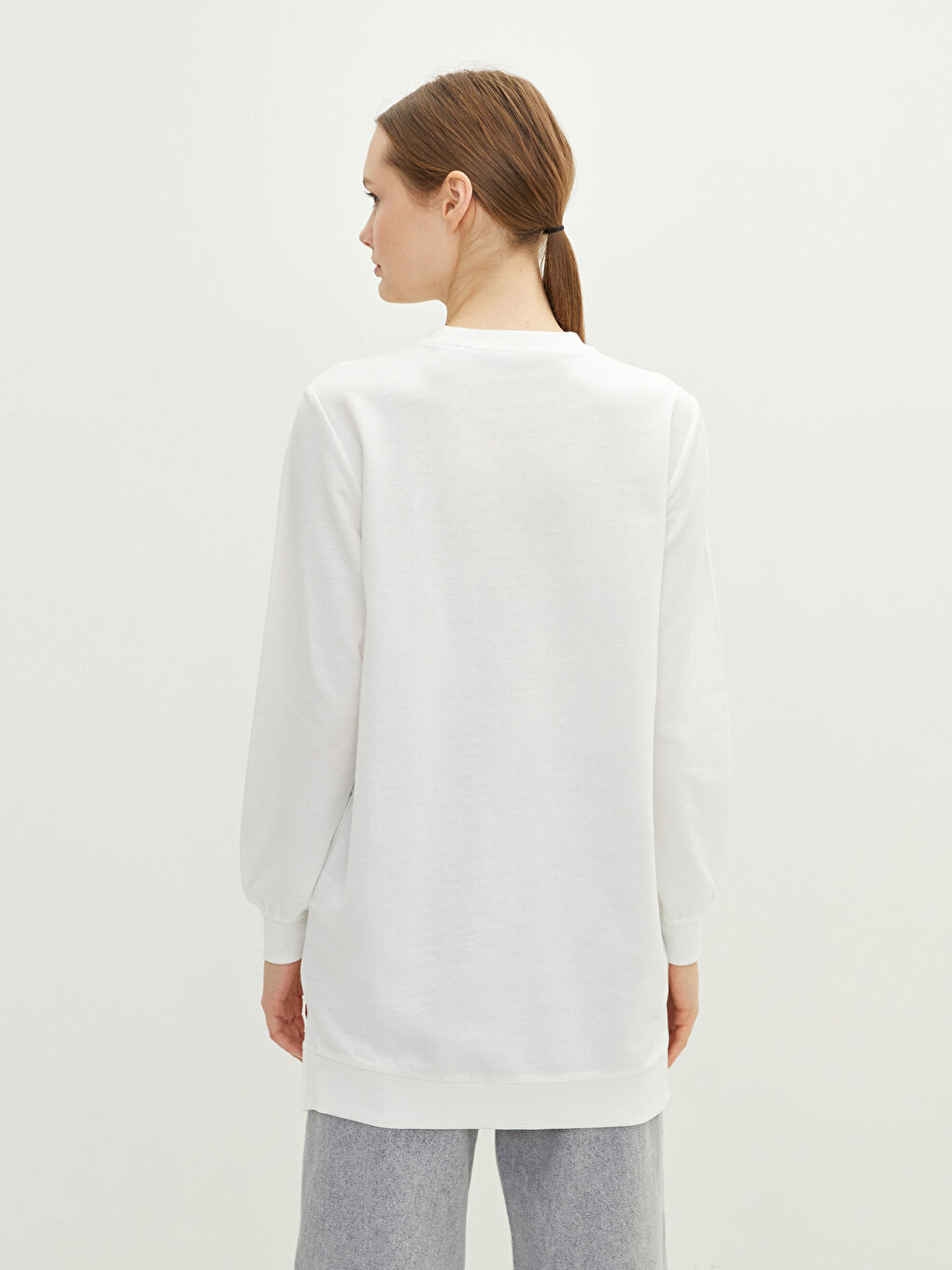 Crew Neck Tom&Jerry Printed Long Sleeve Women's Sweatshirt Tunic-4