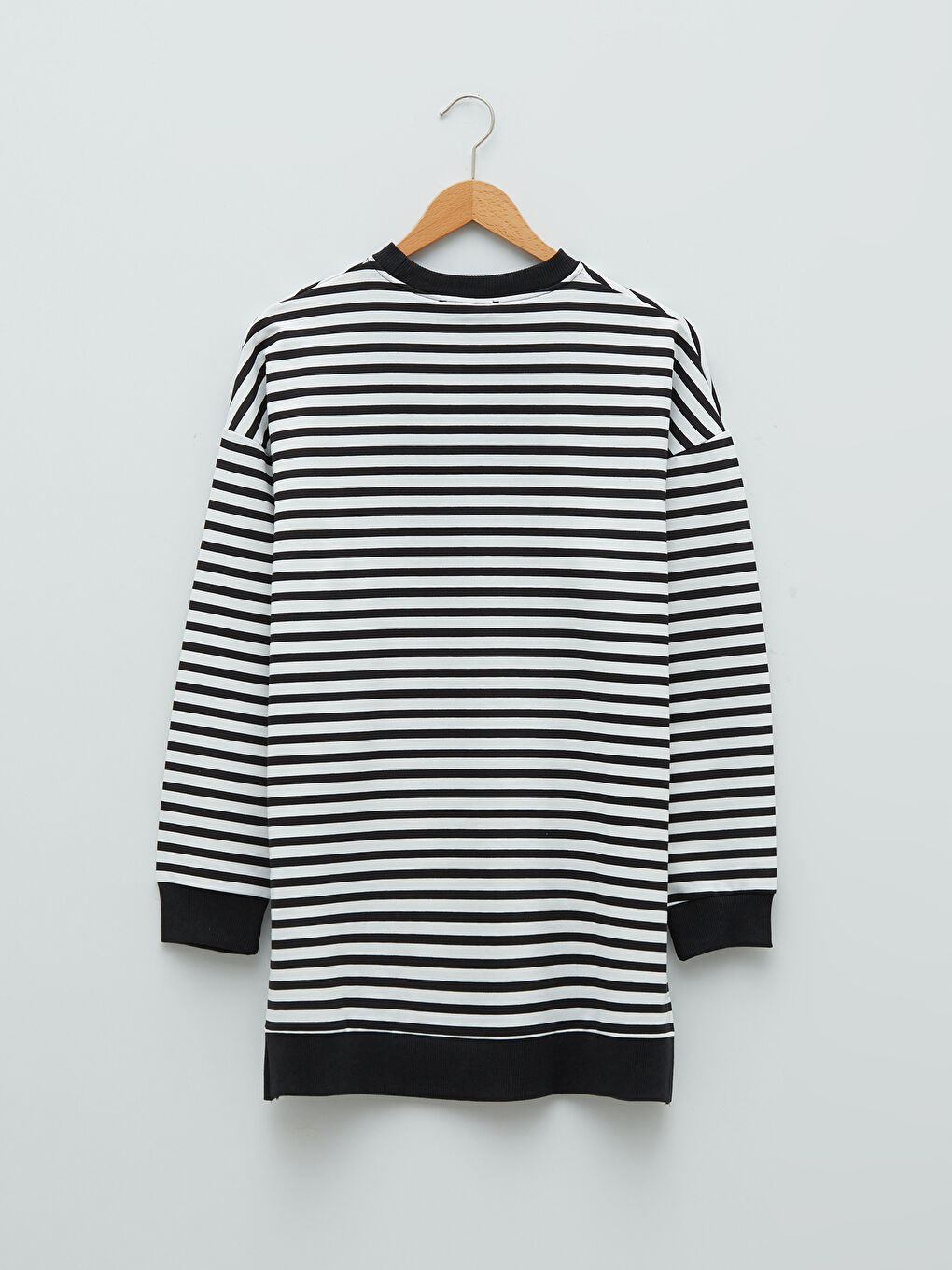 LCW Modest Crew Neck Striped Mickey Mouse Printed Long Sleeve Oversize Women's Sweatshirt Tunic -S27500Z8-LEG