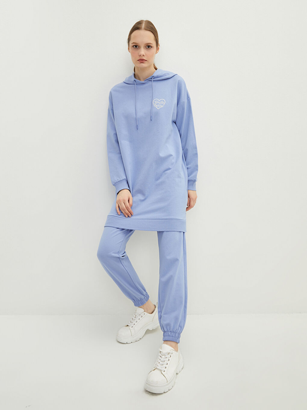 Mavi Kadın Beli Lastikli Düz Jogger Eşofman Altı