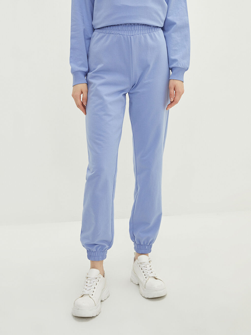 Mavi Kadın Beli Lastikli Düz Jogger Eşofman Altı-2