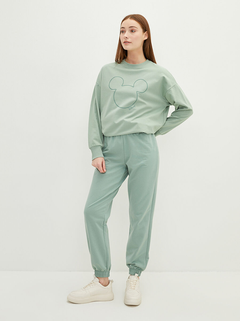 Women's Elasticated Waist Plain Jogger Sweatpants-1