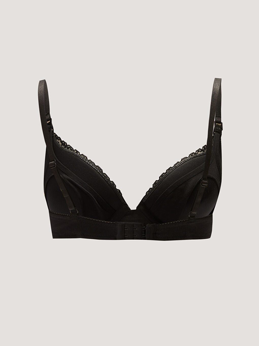 Siyah Balenli Dolgusuz Dantel Detaylı Sütyen-1